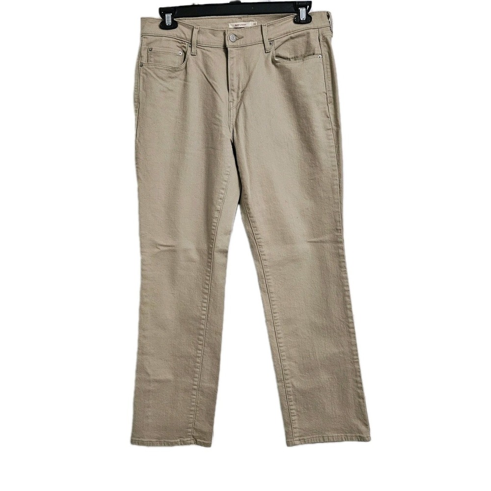 Levi's 505 Jeans Womens 32 Khaki Straight Leg Tan Stretch Mid-Rise Normcore